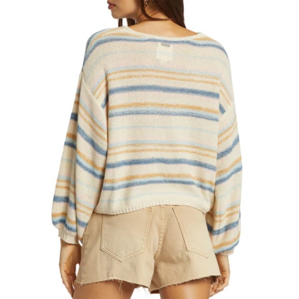 NEW BILLABONG Striped Sweater- Multi Color Blue, Pink, Cream (Size S)